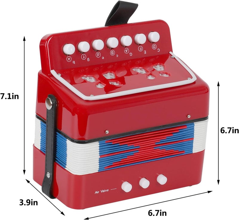 AIMEIS Kids Accordion 10 keys Button Accordian Musical Instrument Mini Accordion for Beginners (Red) - Image 3